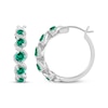 Thumbnail Image 2 of Lab-Created Emerald & White Lab-Created Sapphire Swirl Hoop Earrings Sterling Silver