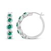 Thumbnail Image 3 of Lab-Created Emerald & White Lab-Created Sapphire Swirl Hoop Earrings Sterling Silver