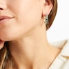 Thumbnail Image 4 of Lab-Created Emerald & White Lab-Created Sapphire Swirl Hoop Earrings Sterling Silver