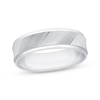 Thumbnail Image 1 of Now + Forever Men's Diagonal Groove Wedding Band 10K White Gold