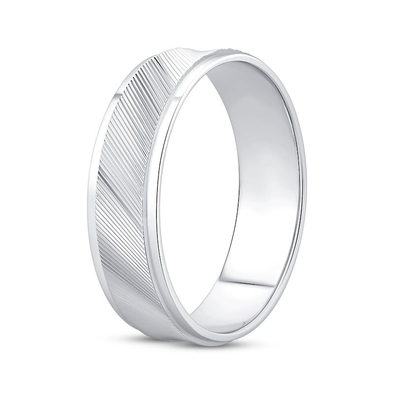Main Image 2 of Now + Forever Men's Diagonal Groove Wedding Band 10K White Gold