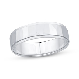 Now + Forever Men's Hammered Ring 10K White Gold 6mm