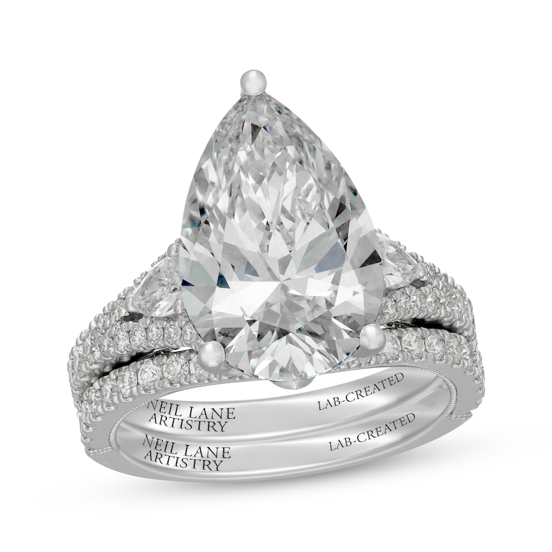 Main Image 1 of Neil Lane Artistry Pear-Shaped Lab-Grown Diamond Bridal Set 7-3/8 ct tw 14K White Gold