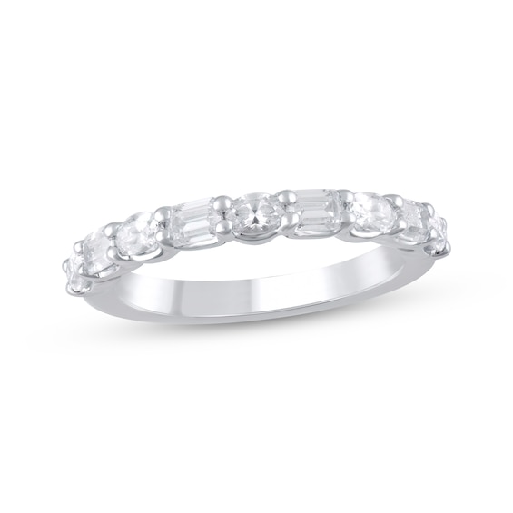 Now + Forever Lab-Grown Diamonds Oval & Emerald-Cut Wedding Band 1 ct tw 14K White Gold