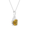 Thumbnail Image 1 of Cushion-Cut Citrine & White Lab-Created Sapphire Necklace Sterling Silver 18"