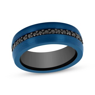 Now + Forever Men's Black Sapphire Wedding Band Blue Ion-Plated Tungsten Carbide 8mm
