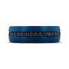 Thumbnail Image 3 of Now + Forever Men's Black Sapphire Wedding Band Blue Ion-Plated Tungsten Carbide 8mm