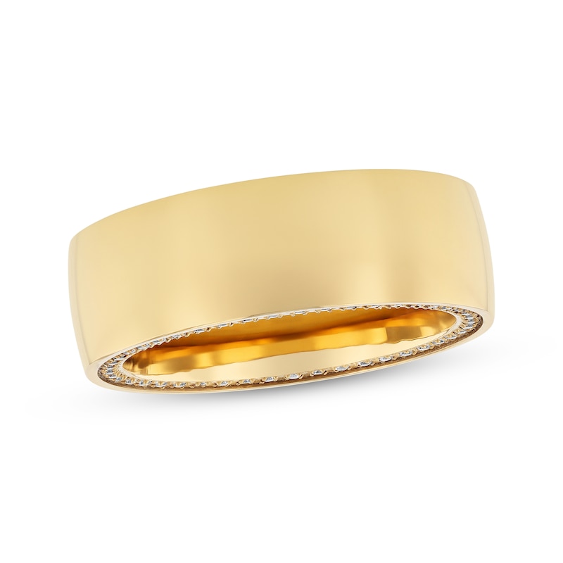 Main Image 1 of Now + Forever Men's White Sapphire Edge Wedding Band Yellow Ion-Plated Tungsten Carbide 8mm