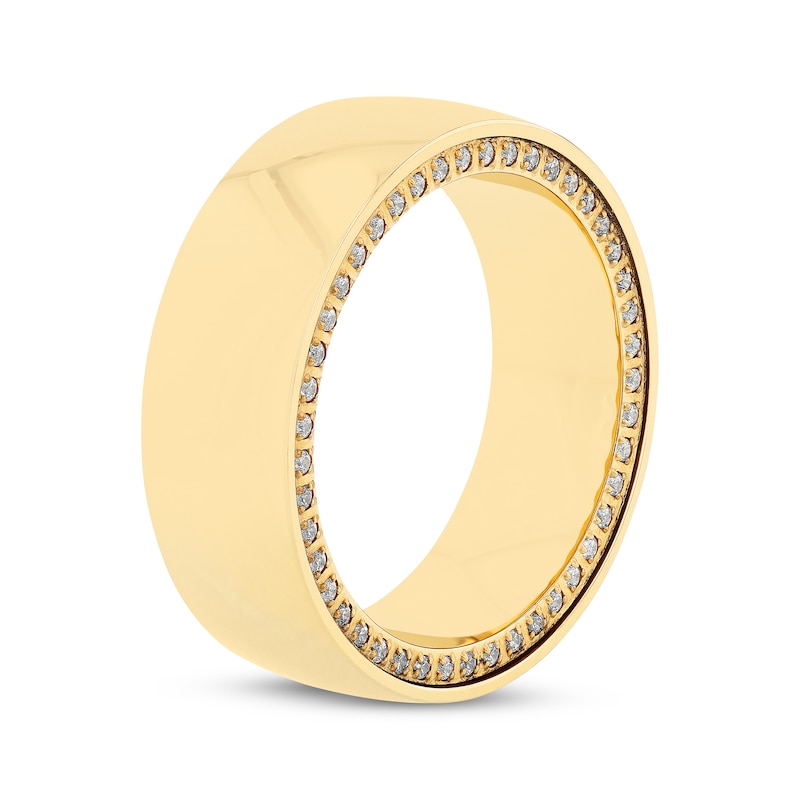 Main Image 2 of Now + Forever Men's White Sapphire Edge Wedding Band Yellow Ion-Plated Tungsten Carbide 8mm