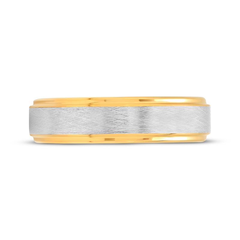 Main Image 3 of Now + Forever Men's Brushed Wedding Band Yellow Ion Plating & Tungsten Carbide 6mm