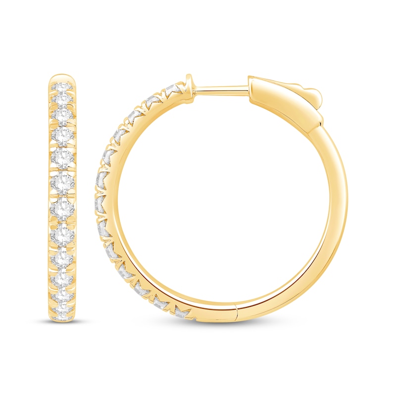 Main Image 1 of KAY Lab-Grown Diamonds Hoop Earrings 1-1/2 ct tw 10K Yellow Gold