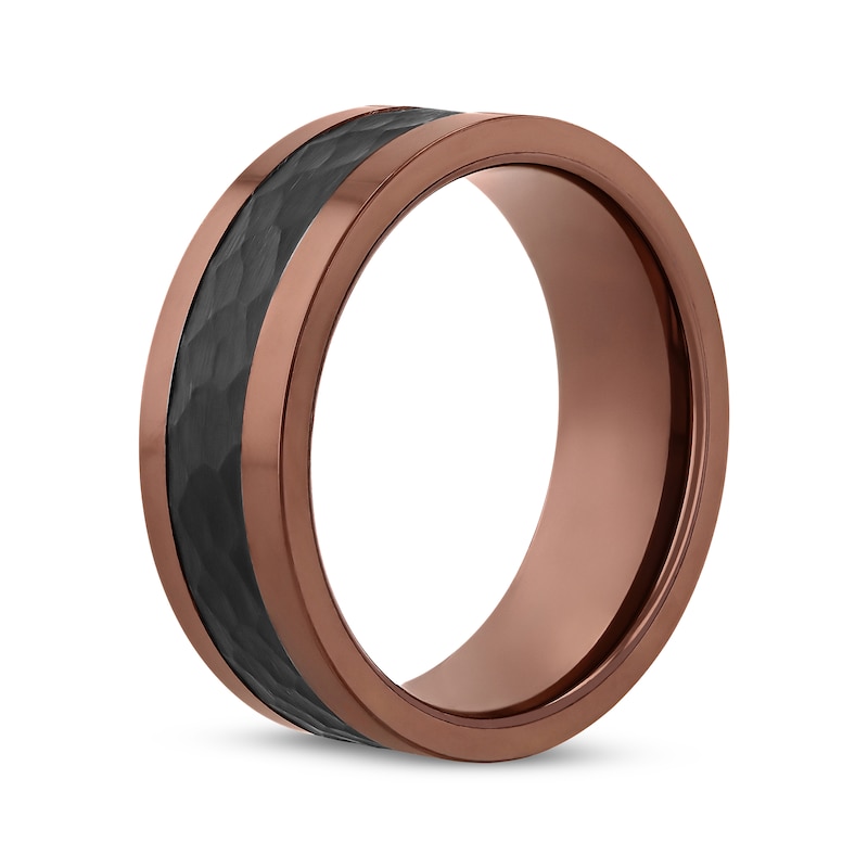 Main Image 2 of Now + Forever Men's Hammered Wedding Band Black & Bronze Ion-Plated Tungsten Carbide 8mm