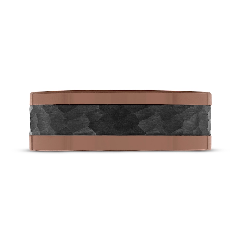 Main Image 3 of Now + Forever Men's Hammered Wedding Band Black & Bronze Ion-Plated Tungsten Carbide 8mm