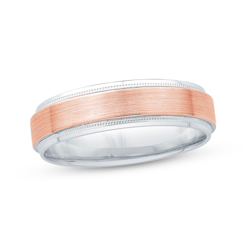 Main Image 1 of Now + Forever Men's Vintage-Inspired Wedding Band 10K Two-Tone Gold 5.6mm
