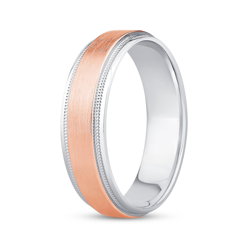 Main Image 2 of Now + Forever Men's Vintage-Inspired Wedding Band 10K Two-Tone Gold 5.6mm