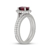 Thumbnail Image 2 of Neil Lane Oval-Cut Rhodolite Garnet & Diamond Scalloped Halo Bridal Set 5/8 ct tw 14K White Gold