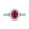 Thumbnail Image 3 of Neil Lane Oval-Cut Rhodolite Garnet & Diamond Halo Engagement Ring 1/2 ct tw 14K White Gold