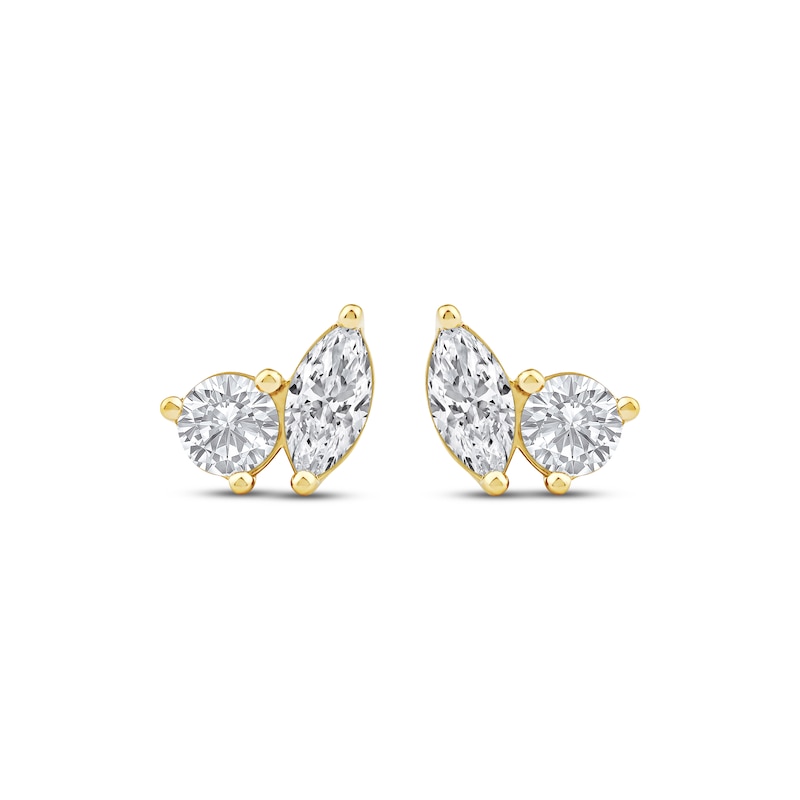 Toi et Moi Round & Marquise-Cut Stud Earrings 1 ct tw 14K Yellow Gold