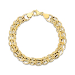 V Circle Chain Bracelet 8.9mm Hollow 10K Yellow Gold 7.5"
