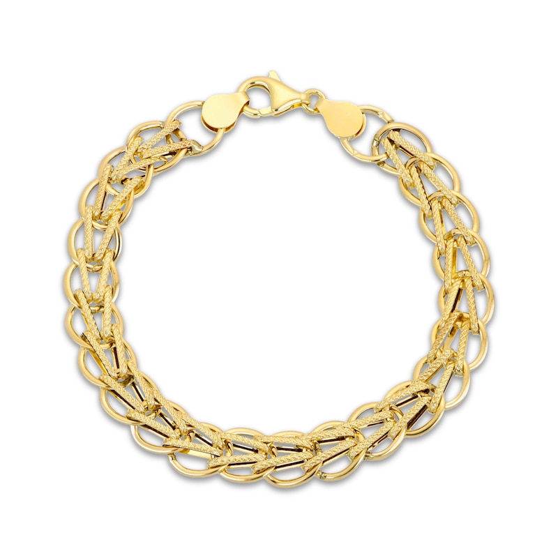 Main Image 1 of V Circle Chain Bracelet 8.9mm Hollow 10K Yellow Gold 7.5&quot;