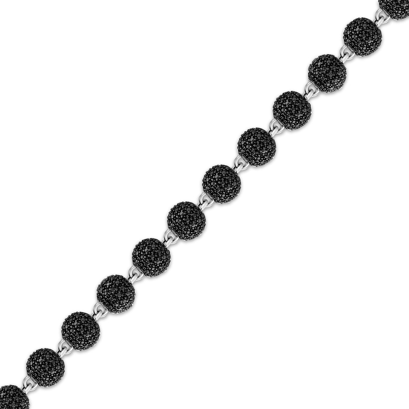Main Image 2 of Men's Black Diamond Multi-Stone Bead Bracelet 2 ct tw Sterling Silver 8.5&quot;