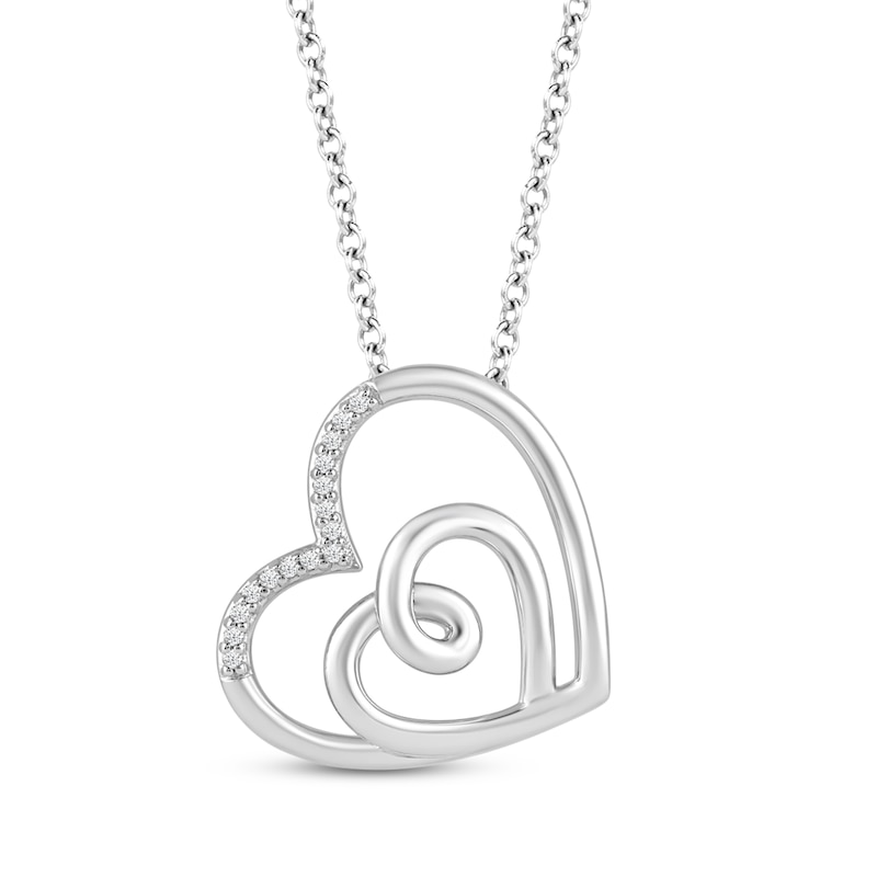 Main Image 1 of Hallmark Diamonds Tilted Heart Necklace Sterling Silver 18&quot;