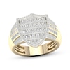 Thumbnail Image 1 of Men's Baguette & Round-Cut Diamond Shield Ring 1 ct tw 10K Yellow Gold