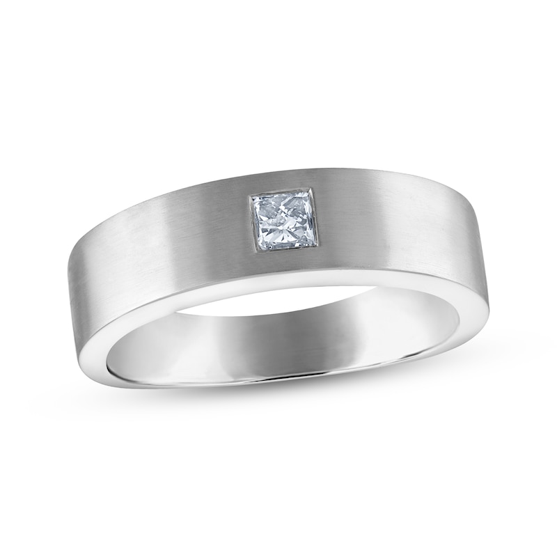 Men's Certified Square-Cut Diamond Solitaire Wedding Band 3/8 ct tw Platinum (I/I1)