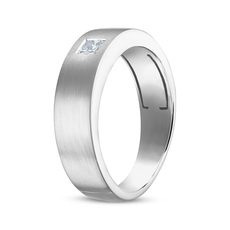 Main Image 2 of Now + Forever Men's Certified Square-Cut Diamond Solitaire Wedding Band 3/8 ct tw Platinum (I/I1)