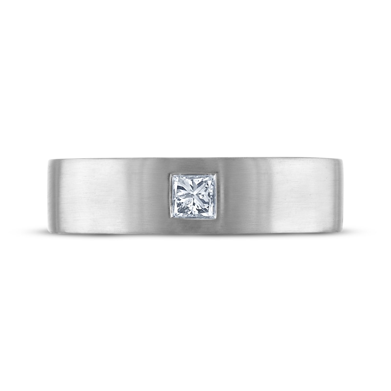 Main Image 3 of Now + Forever Men's Certified Square-Cut Diamond Solitaire Wedding Band 3/8 ct tw Platinum (I/I1)