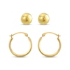 Thumbnail Image 2 of Hollow Ball Stud & Hoop Earrings Set 14K Yellow Gold