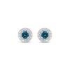 Thumbnail Image 2 of Blue & White Diamond Halo Stud Earrings 1/3 ct tw Sterling Silver