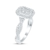 Thumbnail Image 2 of Now + Forever Lab-Grown Diamonds Emerald-Cut Double Halo Engagement Ring 1 ct tw 14K White Gold