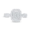 Thumbnail Image 3 of Now + Forever Lab-Grown Diamonds Emerald-Cut Double Halo Engagement Ring 1 ct tw 14K White Gold