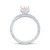 Thumbnail Image 3 of Monique Lhuillier Bliss Radiant-Cut Peach-Pink & White Lab-Grown Diamond Engagement Ring 2-1/2 ct tw 18K White Gold