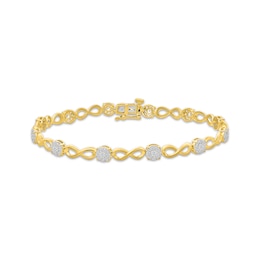 Multi-Diamond Circle & Infinity Link Bracelet 1 ct tw 10K Yellow Gold 7"