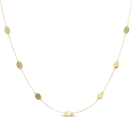 Mirror Station Necklace 10K Yellow Gold 18"
