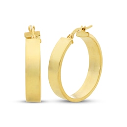 Flat Square Hoop Earrings 10K Yellow Gold 20mm