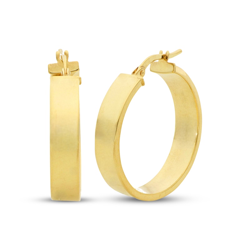 Main Image 1 of Flat Square Hoop Earrings 10K Yellow Gold 20mm