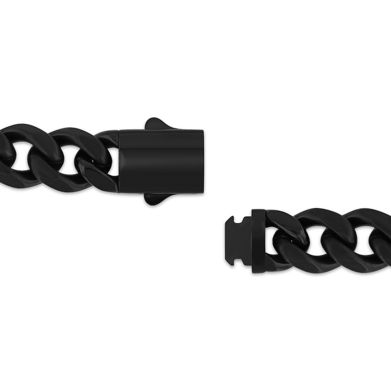 Main Image 3 of Men's Curb Chain Station Bracelet Black Ion-Plated Solid Stainless Steel 8.5&quot;