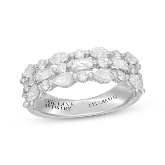 Neil Lane Artistry Baguette, Marquise, Pear & Round-Cut Lab-Grown Diamond Anniversary Ring 1-1/2 ct tw 14K White Gold
