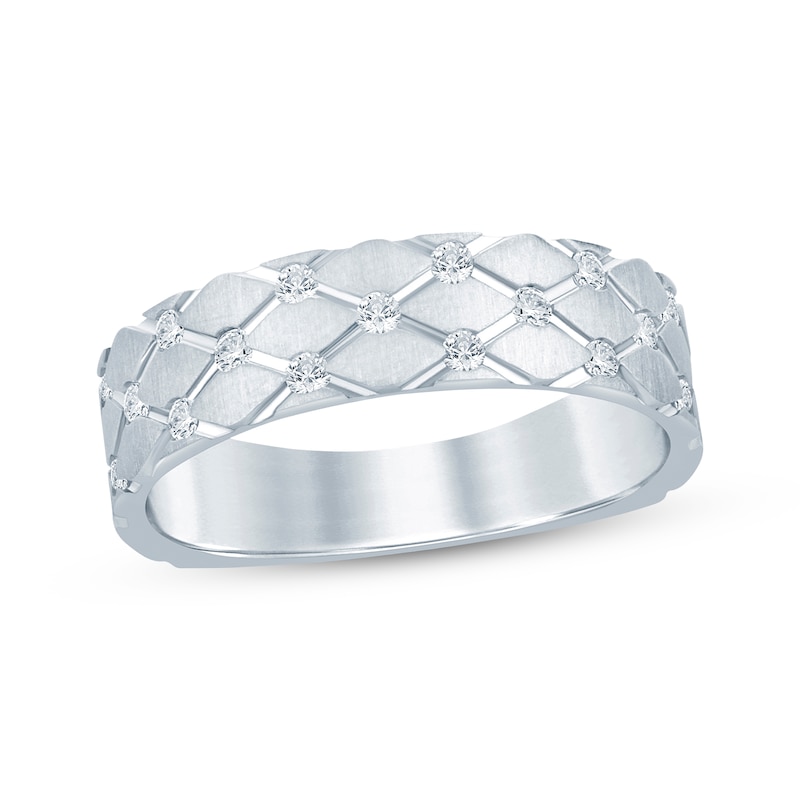Main Image 1 of Now + Forever Diamond Diagonal Grid Anniversary Ring 1/4 ct tw 14K White Gold
