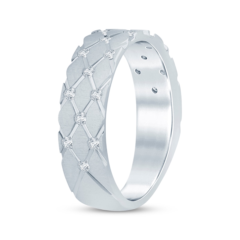 Main Image 2 of Now + Forever Diamond Diagonal Grid Anniversary Ring 1/4 ct tw 14K White Gold
