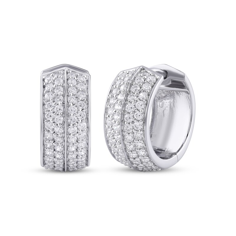 Main Image 1 of KAY Lab-Grown Diamonds Men's Huggie Hoop Earrings 1 ct tw Sterling Silver