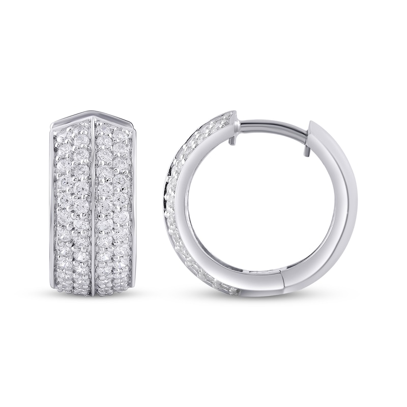 Main Image 3 of KAY Lab-Grown Diamonds Men's Huggie Hoop Earrings 1 ct tw Sterling Silver