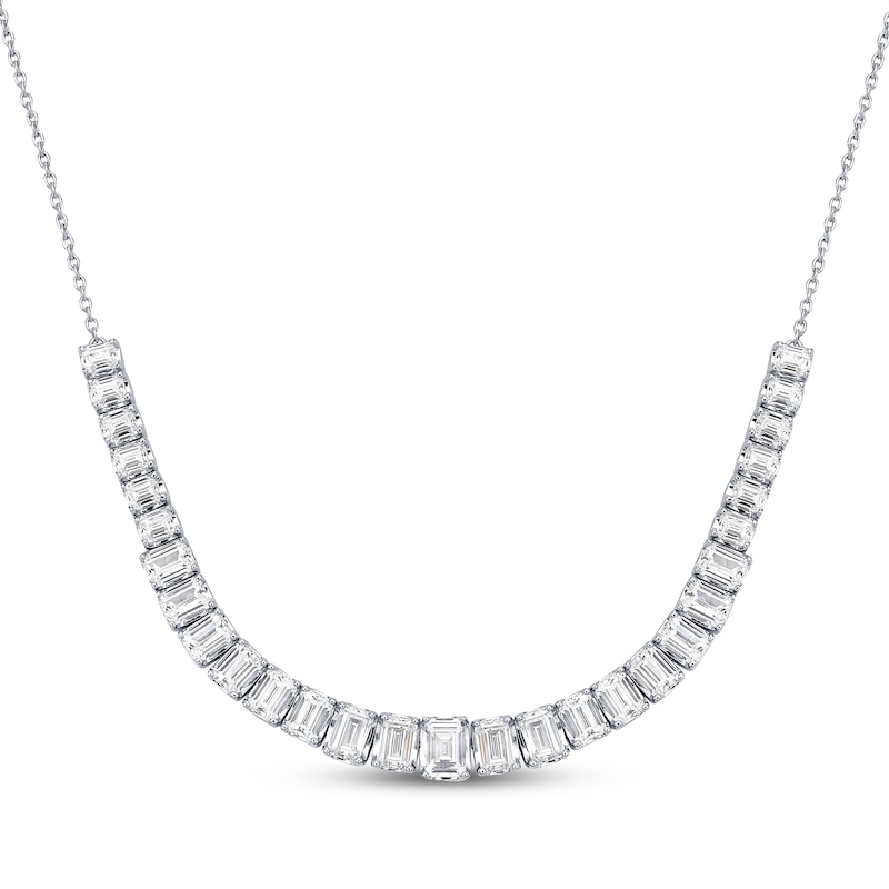 Main Image 1 of KAY Lab-Grown Diamonds Emerald-Cut Riviera Necklace 5 ct tw 14K White Gold 17&quot;