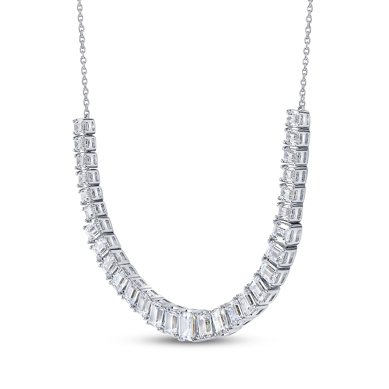 Main Image 2 of KAY Lab-Grown Diamonds Emerald-Cut Riviera Necklace 5 ct tw 14K White Gold 17&quot;