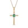 Thumbnail Image 1 of Emerald & Diamond Cross Necklace 1/20 ct tw 10K Yellow Gold 18&quot;
