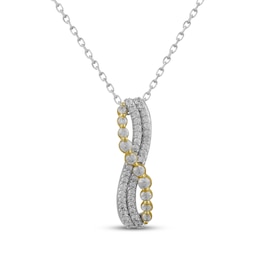 Diamond Crossover Necklace 1/3 ct tw 10K Two-Tone Gold 18"