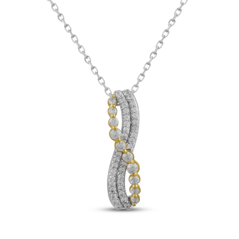 Main Image 1 of Diamond Crossover Necklace 1/3 ct tw 10K Two-Tone Gold 18&quot;